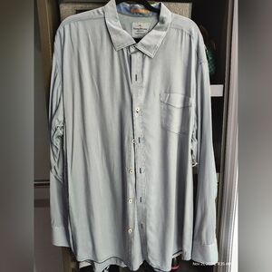 Tommy Bahama Long Sleeve Men's Dress Shirt - 3XL Silver Big and Tall
